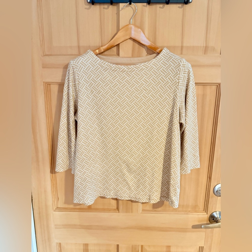 Croft & Barrow Beige Geometric Women's Shirt